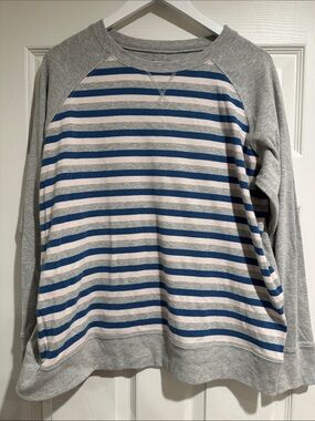 Eddie Bauer Women’s Pink Gray & Blue Striped Crewneck Sweater